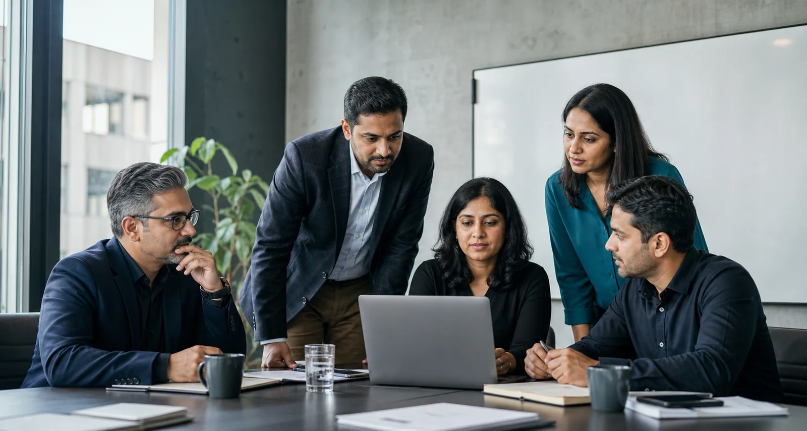 Indian business leaders working together in a focused strategy session